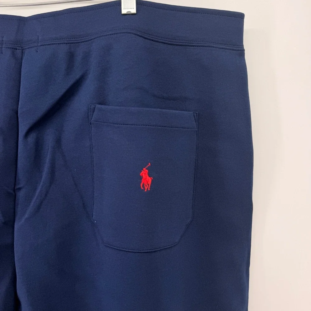 Polo Ralph Lauren Knit Shorts Mens 3XLT Navy Blue Script Logo Drawstring NEW
